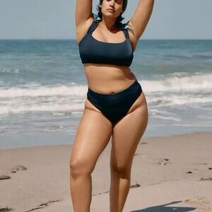 NWT Anthropologie Nomads High Waisted Black Bikini Bottom 4X